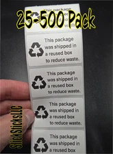 REUSED BOX RECYCLED PACKAGING  25-500pcs bulk warning labels shipping stickers