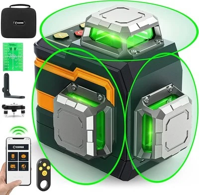 CIGMAN Bluetooth Wireless Green Laser Level, Remote Control by APP CM-S01