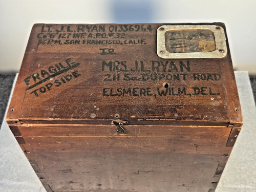 ¿Vintage/antiguo? Caja de almacenamiento de envío de madera antigua - pantorrilla. To Del. con sellos - Imagen 1 de 16