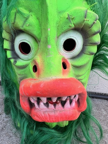 Maschera Halloween mostro universale verde mondo divertente vintage anni 70 80 creatura zombie - Foto 5 di 16