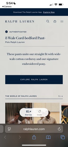 NWT Polo Ralph Lauren Boys Tan Corduroy Pants Size 18 Brown 8 Wale Cord-bedford - Picture 7 of 14