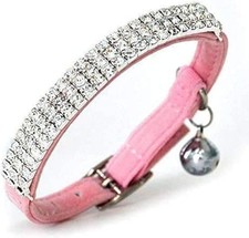Soft Velvet Safe Cat Adjustable Collar Bling Diamante with Bells,11 inch for ...