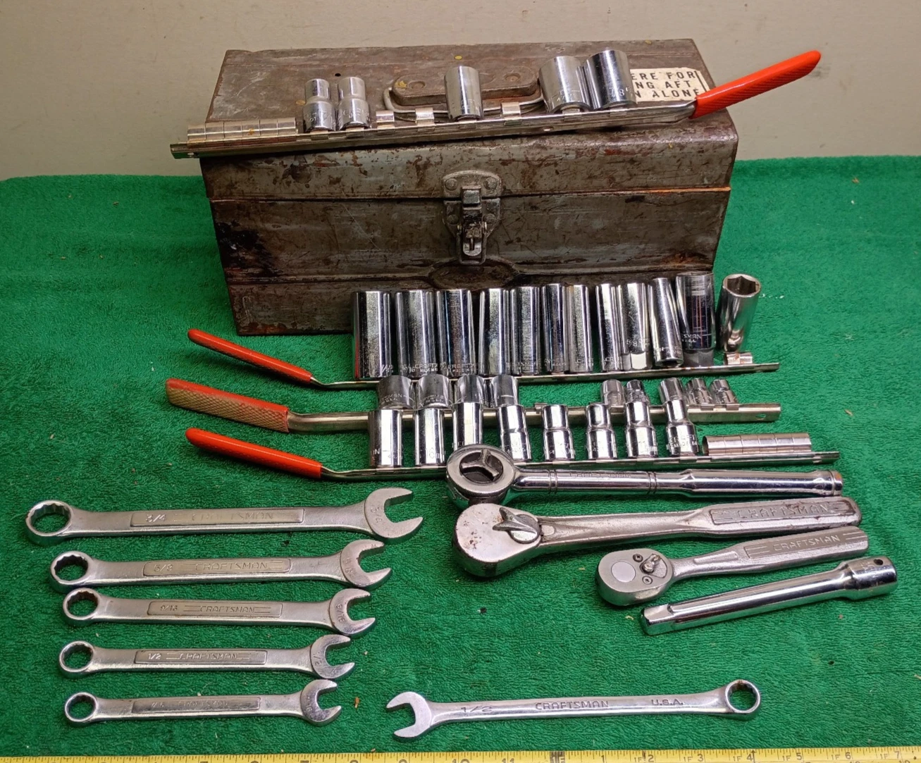 48pcs Vintage Craftsman USA Tools Ratchets, sockets & Wrenches 1/2" & 3/8" drive