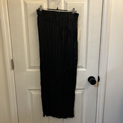 NWT A New Day Black Crinkle Satin Midi Skirt Women’s Size Small S Lightweight - Picture 1 of 18