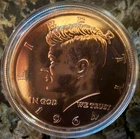 1964 Kennedy Half Dollar Round 1oz .999 Fine Copper Commemorative MS/BU
