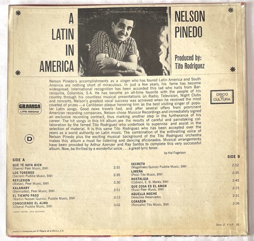 Tito Rodriguez Presents Nelson Pinedo – A Latin In America - Mambo Los Toreros - Picture 2 of 3