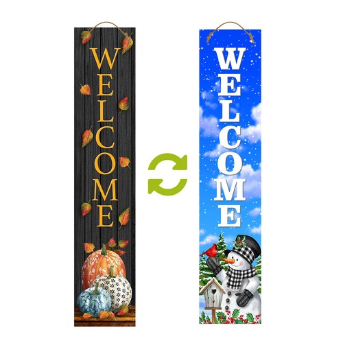 Briarwood Lane Pumpkins Snowman Pine Reversible Porch Leaner - Bild 1 von 5