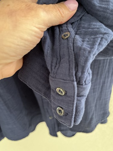 Camicia Xirena grande scout garza bottoni blu manica lunga cotone costiero - Foto 4 di 7