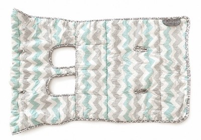 The Peanut Shell Baby Shopping Cart High Chair Cover Aqua Gray Chevron Cotton