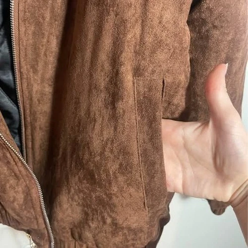 NWT Lost Management Cities LMC Brown Suede Down Lined Puffer Jacket, Men's S image 4
