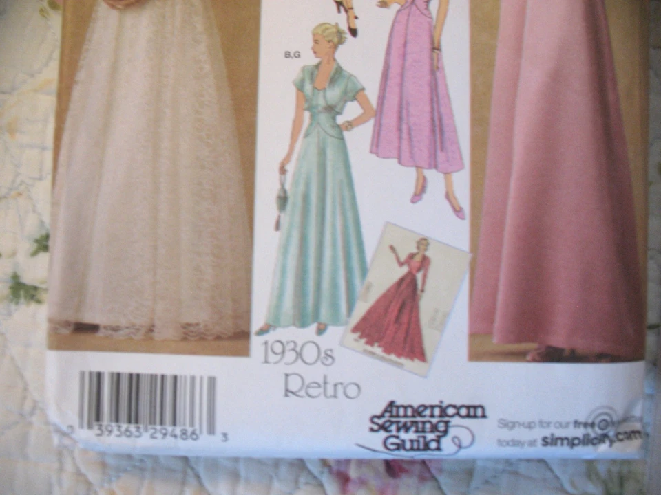 Simplicity 4270 Sew Pattern 1930's RETRO vtg Misses 8-18 Evening Wedding Dress - Image 4 of 4