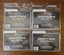 4 Packages 10 BCW Archival Postcard Dividers 6" X 4 1/4" White No PVC