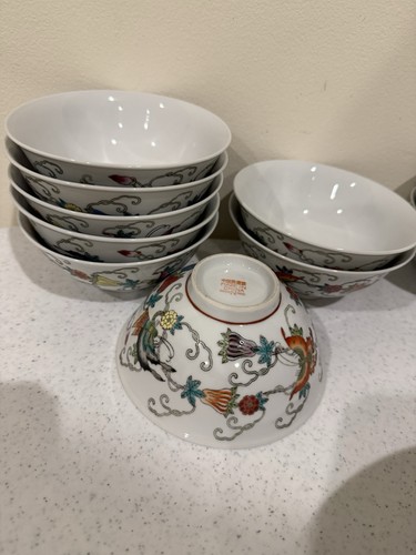 Lote de sopa de porcelana china floral mariposa - Imagen 11 de 23