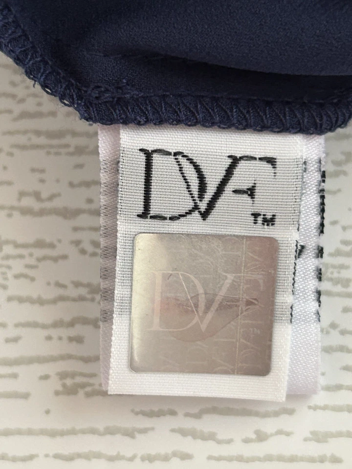 Mini Vestido DVF Diane Von Furstenberg LG Fleurette Bat Wing Rosa Caliente Azul Marino Foto 4 de 4