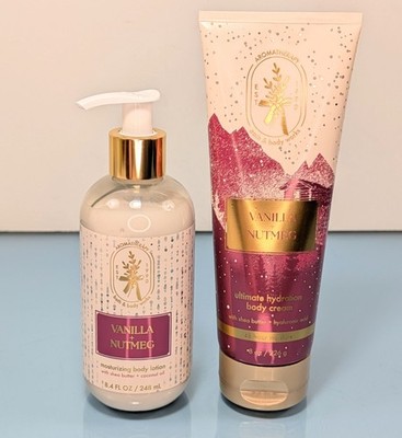 2 pc Vanilla Nutmeg Aromatherapy Bath & Body Works Ultimate Cream Pump Lotion