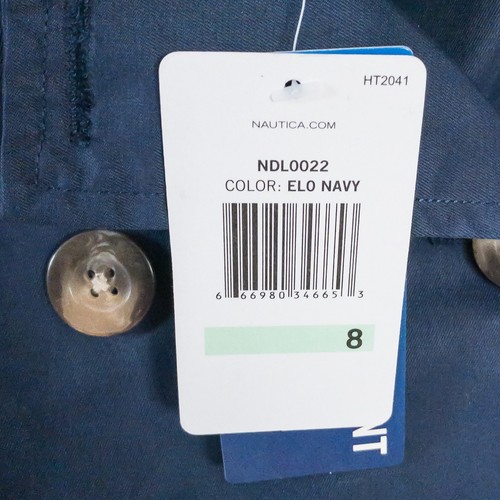 NEW Nautica Jacket Girls 8 Navy Blue Double Breasted Peacoat Hooded Lined - Picture 5 of 7