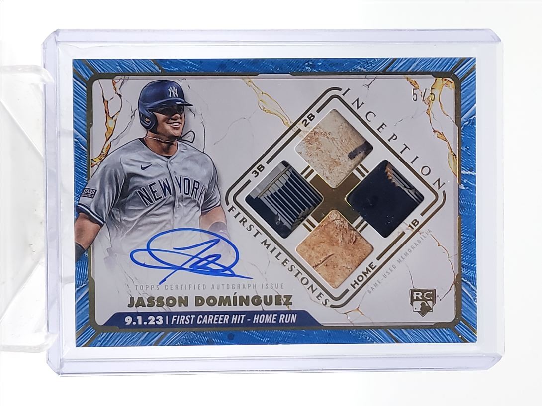 JASSON DOMINGUEZ 2024 TOPPS INCEPTION RPA PATCH BLUE SSP RC AUTO 5/5 Q3967