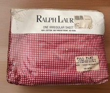 Vintage Ralph Lauren Full Flat Sheet Red Gingham Cotton Cottagecore USA