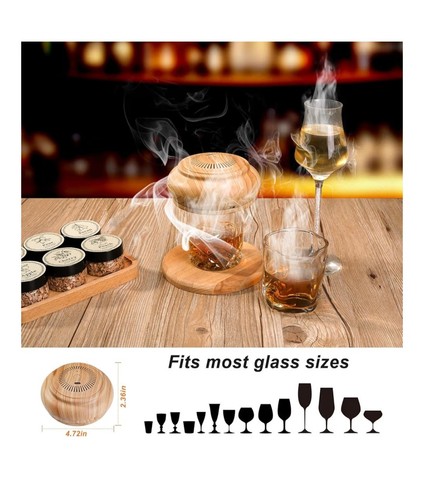 LU-12 Kit Affumicatore Whisky Elettrico 6 Aromi Legno Ricaricabile Infusore Cocktail - Foto 3 di 6