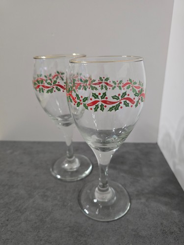 Vintage Libbey Holly Ribbon Glasses Gold Rim Your Choise of Set of 2 - Picture 28 of 42