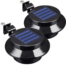 2Pack LED Solar Power Gutter Light Waterproof Outdoor Door Fence Deck Wall Lamp