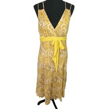 Vintage JONATHAN MARTIN Yellow Floral Maxi Slip Dress Sz 10 Coquette 90s Sash
