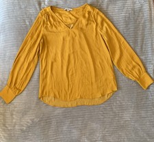 Maison D'Amelie Women's Top Blouse Ochre Yellow Balloon Sleeve Size Small