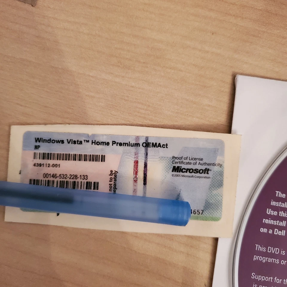 Microsoft Windows Vista Home Premium 64 Bit SP1 DELL Reinstallation DVD & CD Key - Image 4 of 4