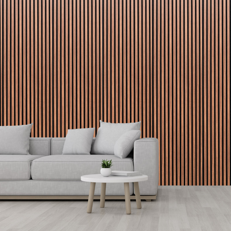 Hickory Brown Oak Acoustic MDF Slat Wood Decorative Wall Panelling