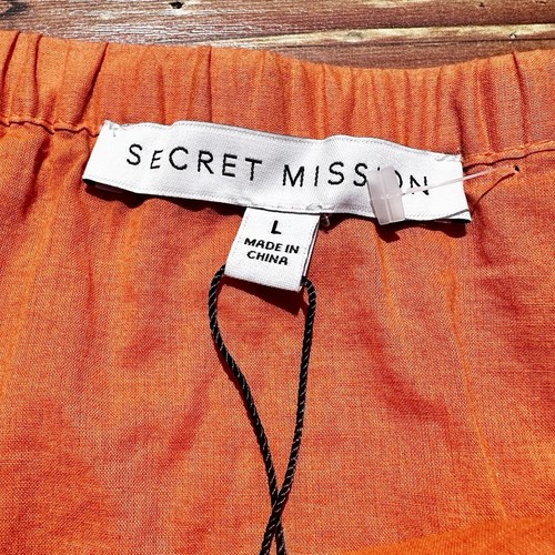 Minifalda Secret Mission La Perla Talla L Naranja Óxido Algodón Encaje Panel Boho Otoño - Imagen 5 de 10