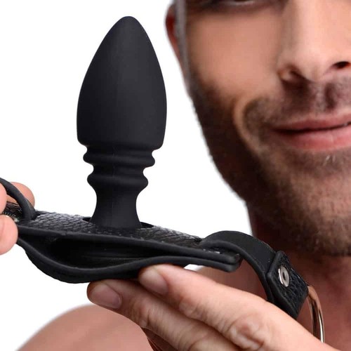 Male Cock Ring Harness With Silicone Anal Butt Plug Black - Picture 5 of 6