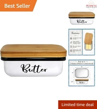 Butter Dish Stainless Steel Farmhouse Decor Deep Oval With Wooden Lid Kitchen