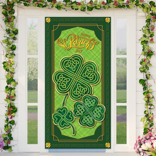 St Patricks Day Decorations Irish Shamrock Door Cover Saint Patricks Day Front - Picture 2 of 6