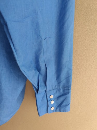 Mustang Mens Western Shirt 2XL Blue Vintage Perm Press Cowboy Pearl Snap Korea - Picture 10 of 12