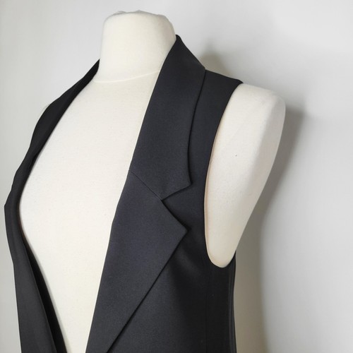 EXPRESS DESIGN STUDIO Black Tuxedo Vest Size 6 Y2K Indie Office 00s Sleeveless - Picture 8 of 11