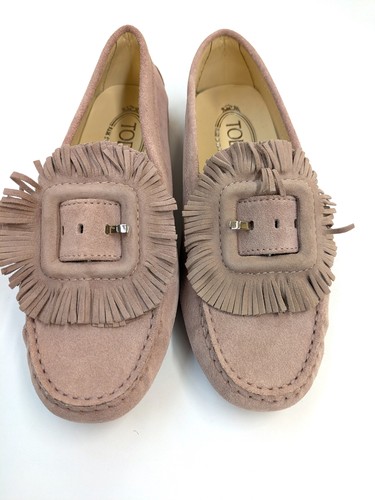 RRP€370 TOD'S Suede Leather Moccasins US7 UK4 EU37 Fringed Buckle Made in Italy - Imagen 10 de 10