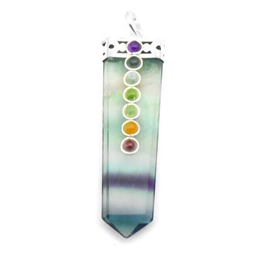 Rainbow Fluorite 7 Chakra Pendant Crystal Necklace CHARGED Reiki Energy Healing - Picture 3 of 9