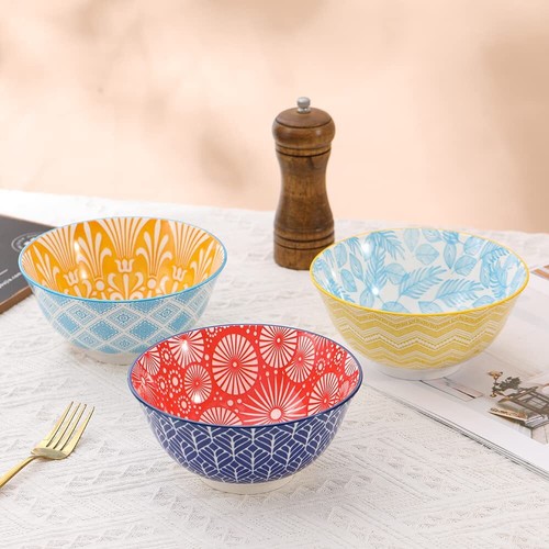Cereal Bowl Porcelain Soup Bowls - Ceramic Set Kitchen 23 oz 6 Inch Deep - Picture 5 of 7