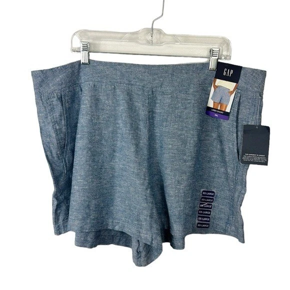 GAP Women's XXL Linen Short Blue Pull On Pockets High Waist NWT 7370