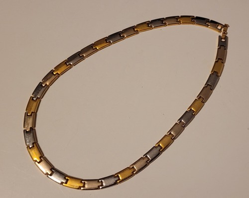 Gold Silver Two Tone Necklace 17" - Picture 4 of 7