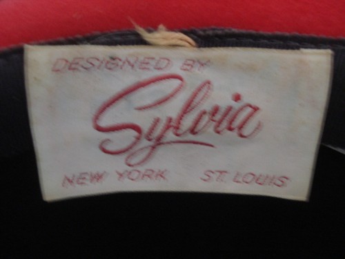 Vintage Red & Black Sylvia Deerskin Felt 100% Wool Hat - Picture 5 of 6