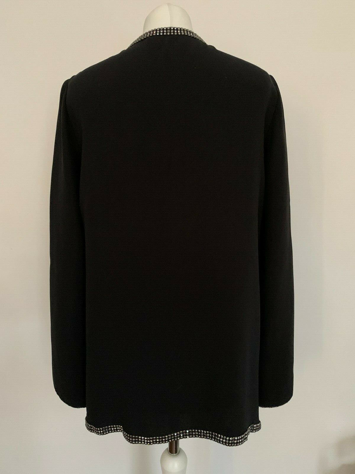 Tory Burch Blouse Tunic Size 16 Black V Neck Crystal Embellishments image 5