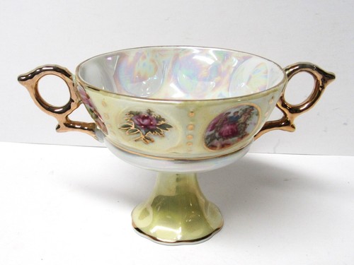ROYAL SEALY JAPAN liebevolle Tasse mit vergoldetem Rand Vintage gelb Glanzware Kamee Panel