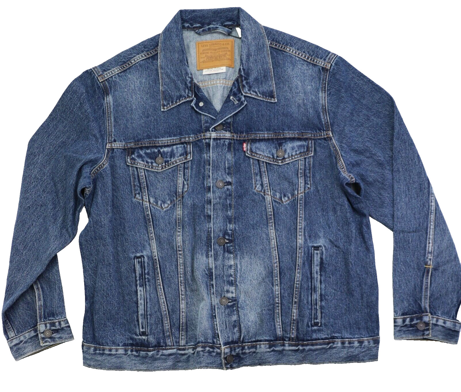 Джинсовая куртка дальнобойщика Levis Премиум-класса, мужская, Размер XXL, Тип 3, Новая, со средней стиркой