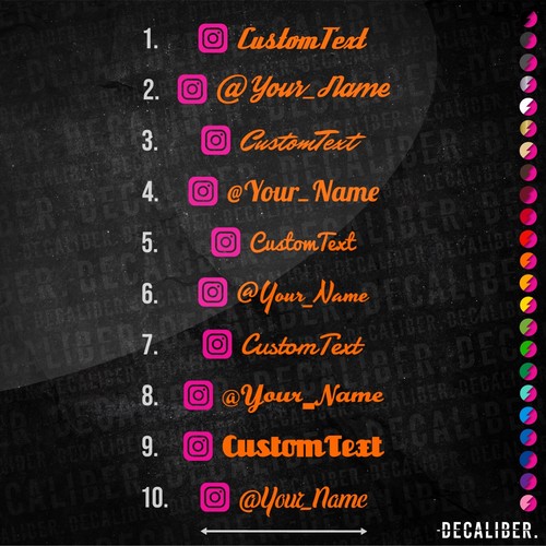 Instagram Custom Text Script Styles 2 Tone Sticker - Many Colours Sizes @ Handle - Picture 15 of 26