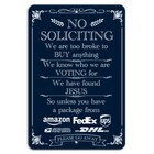 Blue No Soliciting Sign: Go Away Unless Delivering