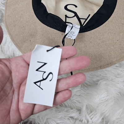 ASN NEW Harper Floppy Felt Beige Hat With Stitched Braided Accent ASN The Harper Floppy Felt Hat Beige Oatmeal NEW Braided  main image 3