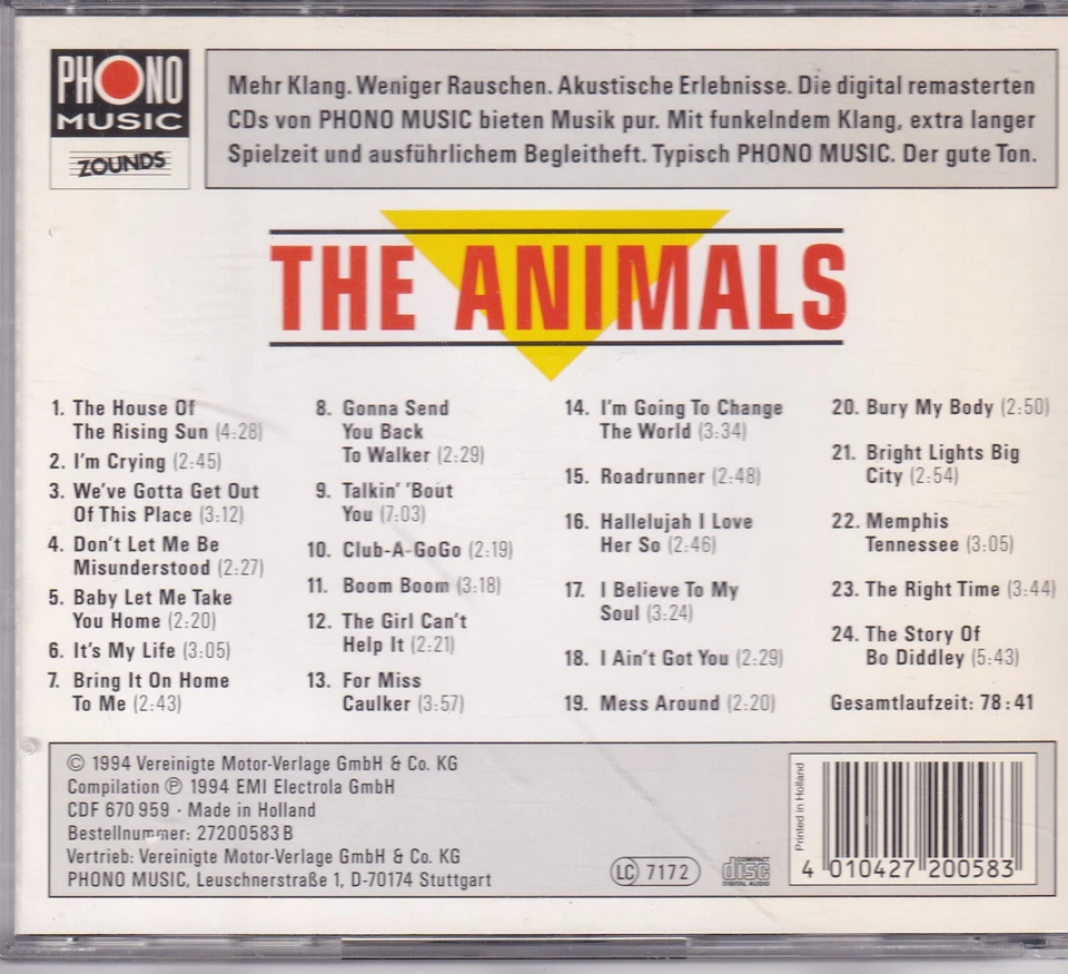 ZOUNDS - THE ANIMALS - Boom Boom - Best - rare audiophile CD 1994 - Bild 2 von 2