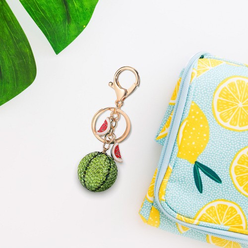 Charms for Purses and Bags Watermelon Keychain Artificial Fruit Travel Decor - Foto 8 di 11