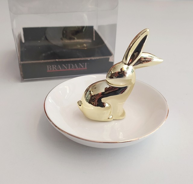 Porta anelli Brandani coniglio gold stoneware YB7295 Porta anelli Brandani coniglio gold stoneware YB7295